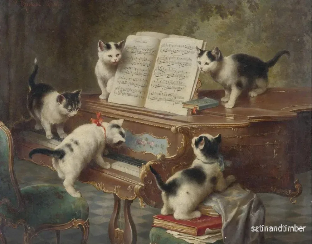Reproduktion av målningen Le récital des chatons - Carl Reichert - Bild 2