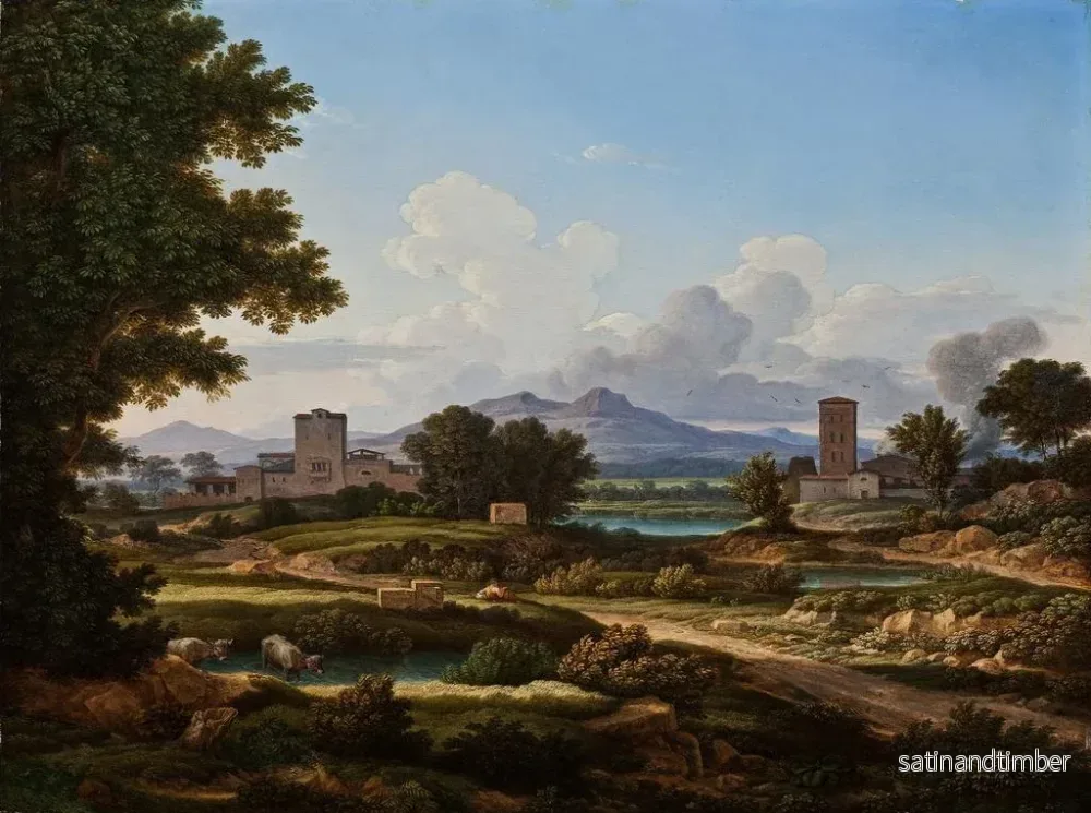 Reproduktion av målningen Scen från den romerska campingen Torre del Quinto - Johann Christian Reinhart - Bild 2
