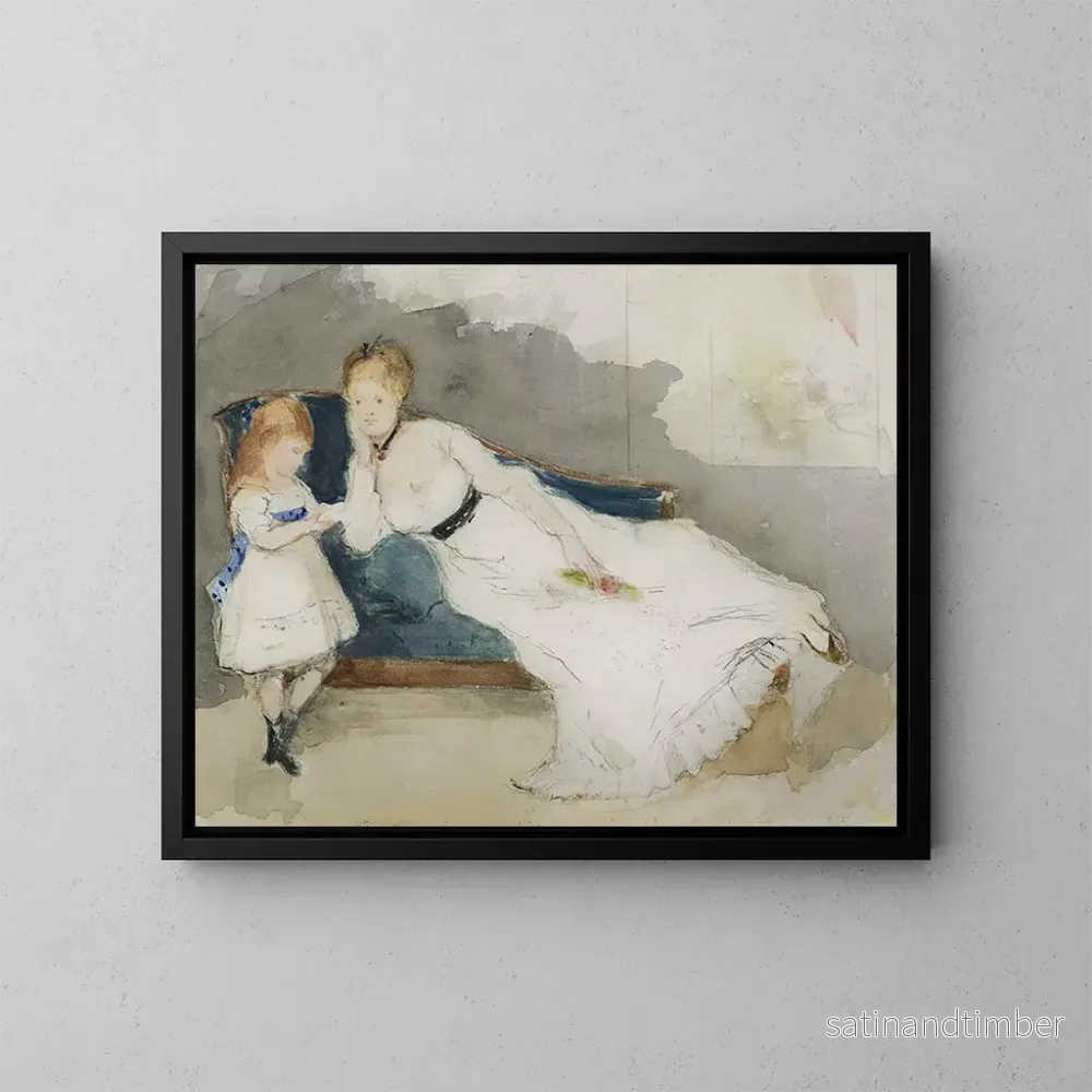Reproduktion av målningen Madame Gobillard och hennes dotter Paule - Berthe Morisot