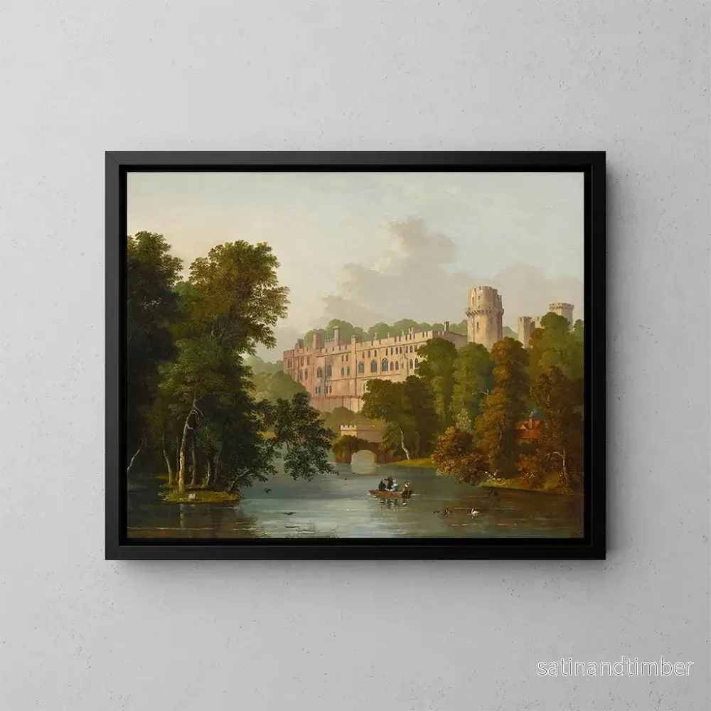 Reproduktion av målningen En vy av Warwick-slottet - William Westall