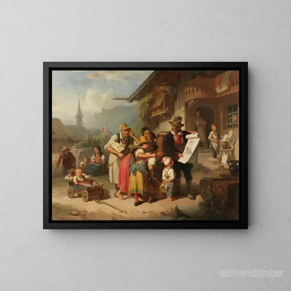 Reproduktion av målningen av en byscen i Schwarzwald - Johann Baptist Kirner