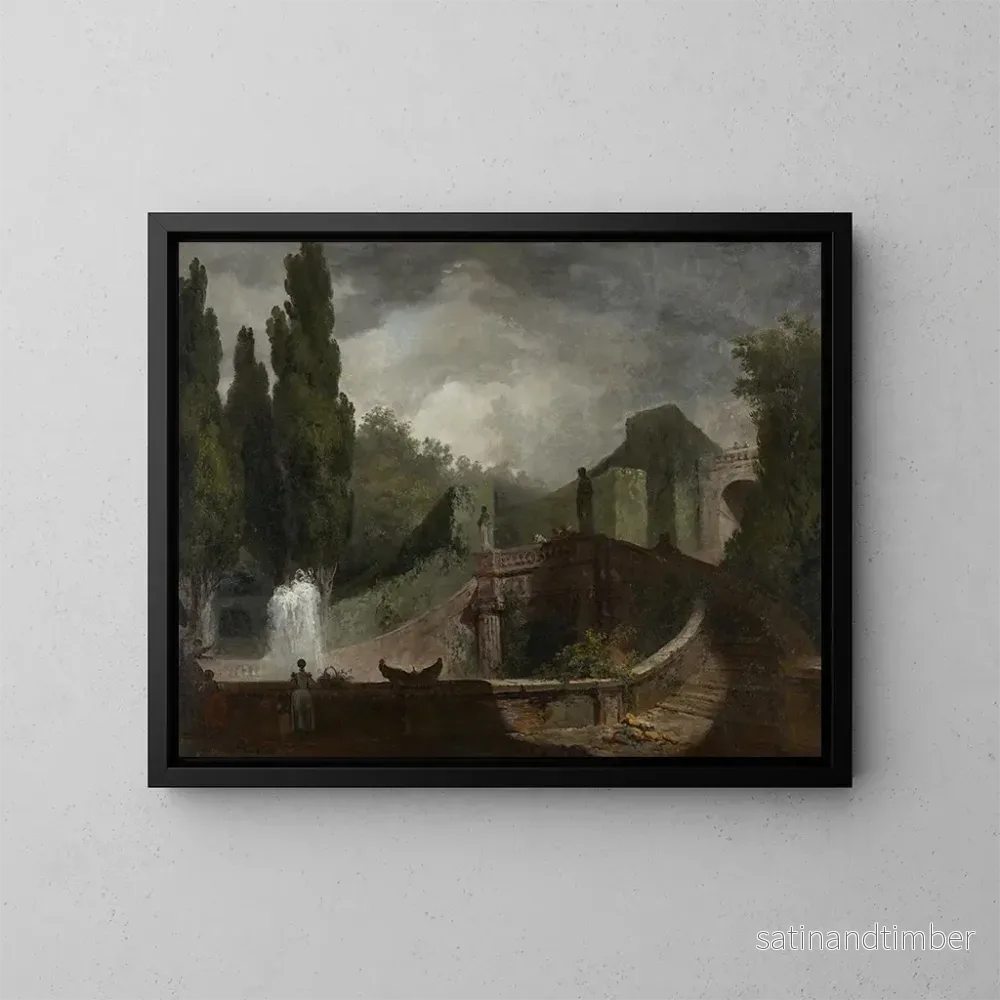 Reproduktion av målningen Långsam reproduktion av den monumentala trappan i Villa d’Este i Tivoli – Jean-Honoré Fragonard