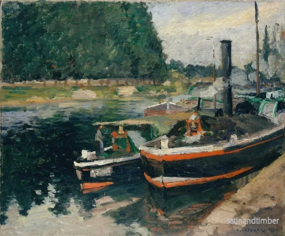Reproduktion av målningen Barges à Pontoise - Camille Pissarro - Bild 2