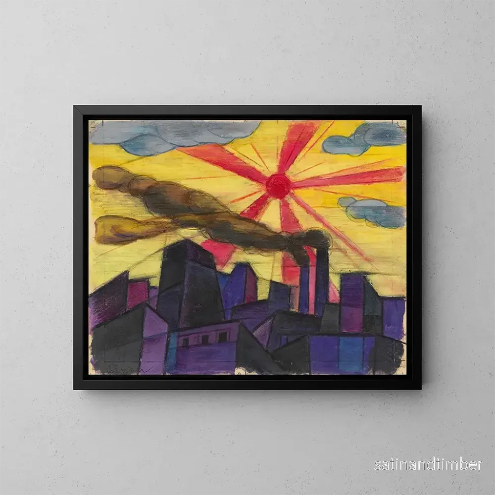 Reproduktion av målningen Stad industriell - Karl Wiener
