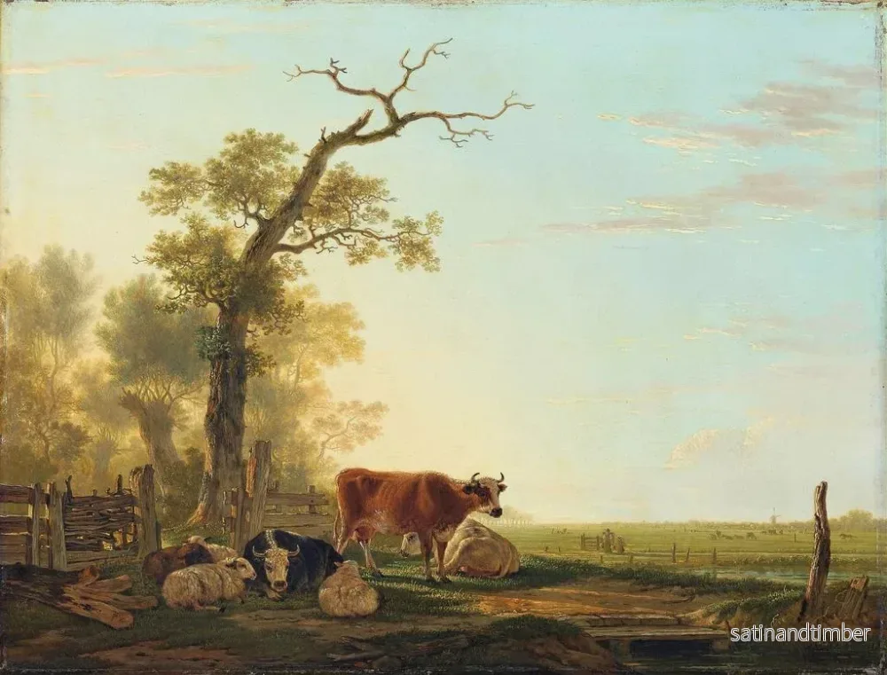 Reproduktion av målningen Landskapsbild av äng med djur - Jacob van Strij - Bild 2