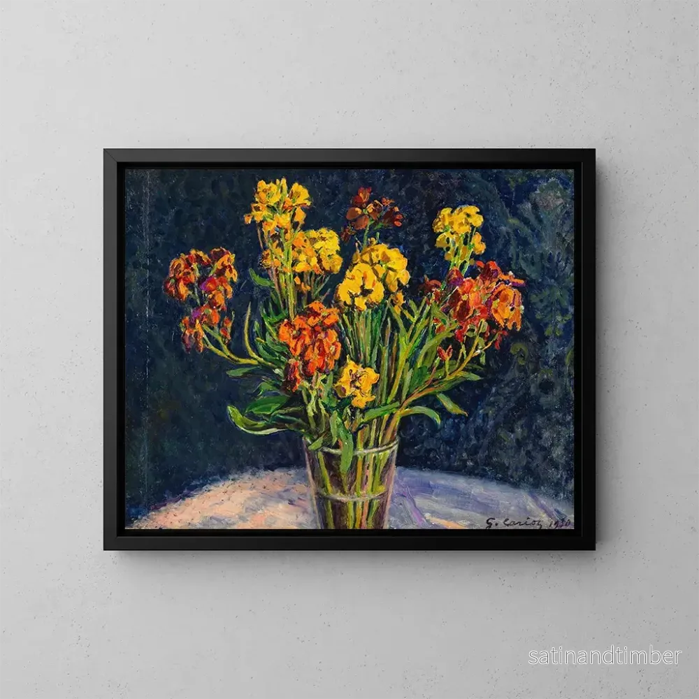 Reproduktion av målningen Bouquet de giroflées - Gustave Cariot