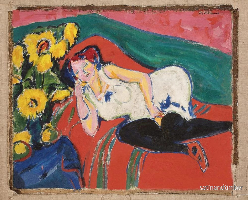 Reproduktion av målningen av en kvinna som ligger i en vit skjorta - Ernst Ludwig Kirchner - Bild 2