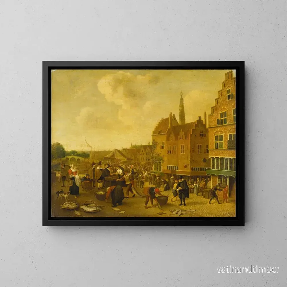 Reproduktion av målningen Le marché aux poissons à Leyde – Jan Steen Reproduktion av målningen Le marché aux poissons à Leyde – Jan Steen