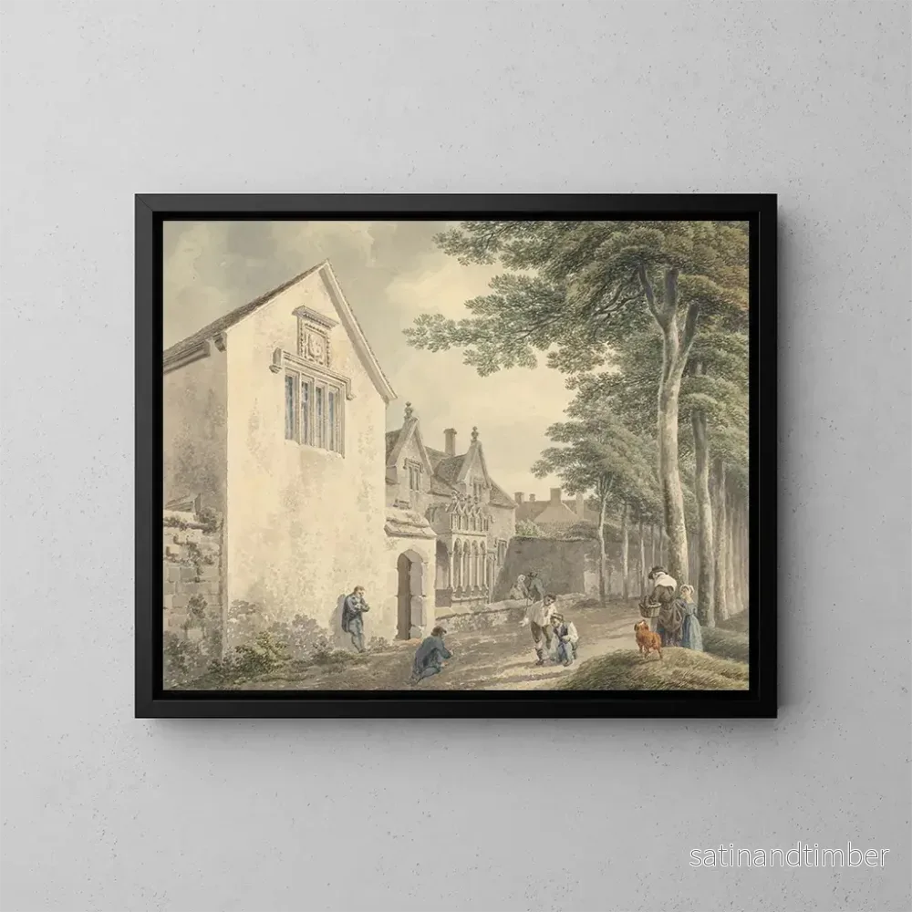 Reproduktion av målningen Hôtels-Dieu i kyrkogården vid Saint-Cuthbert-kyrkan i Wells - Michael Angelo Rooker