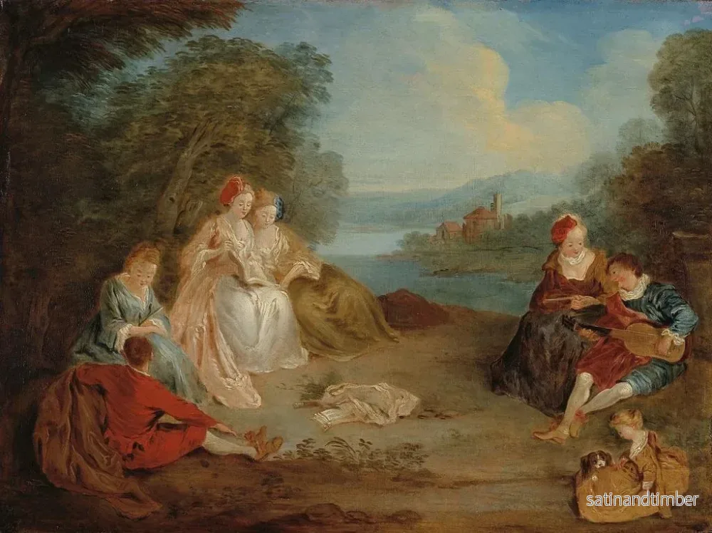 Reproduktion av målningen Le Repos sur la colline - Ecole Française - Bild 2