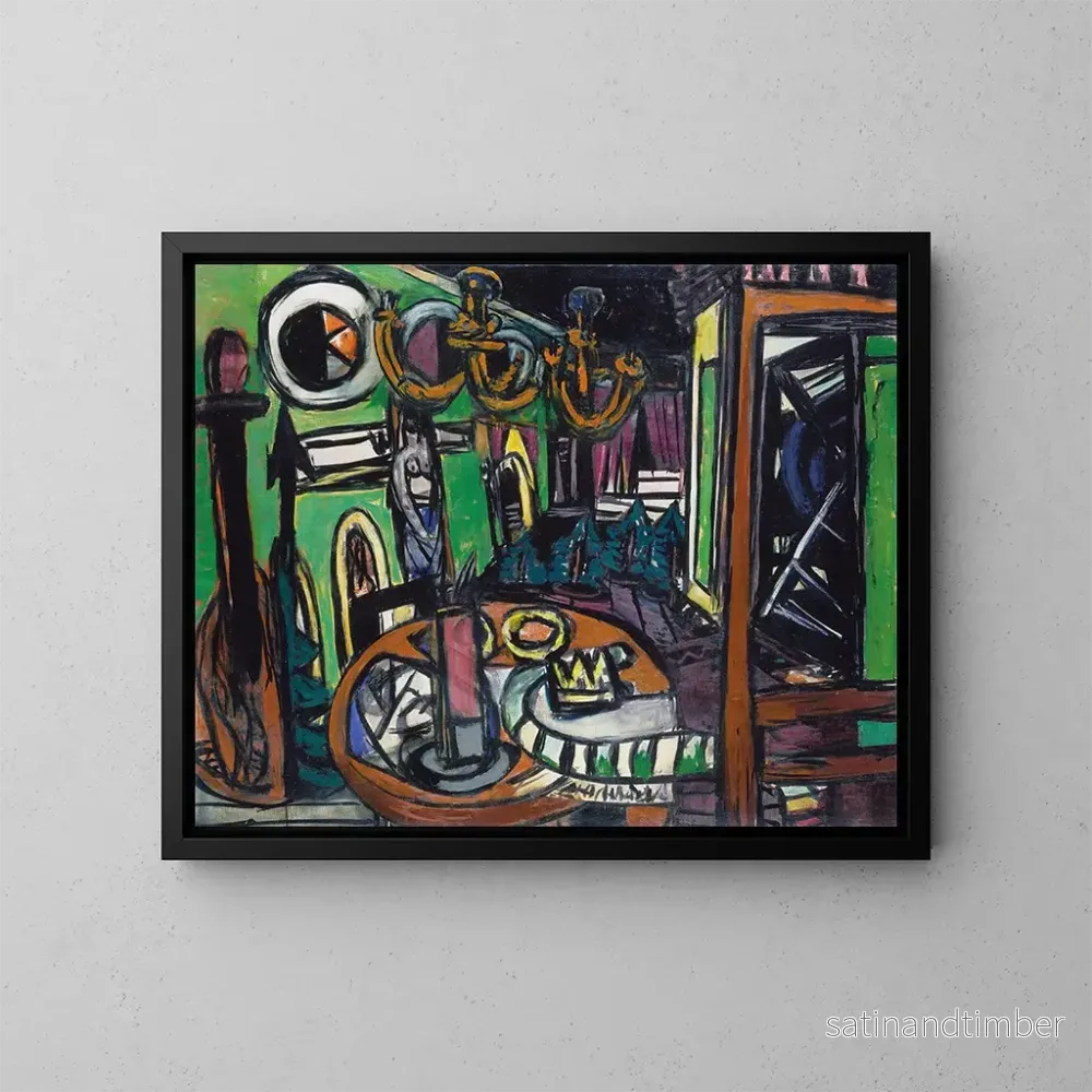 Reproduktion av målningen Bakom kulisserna – Max Beckmann Reproduktion av målningen Bakom kulisserna – Max Beckmann
