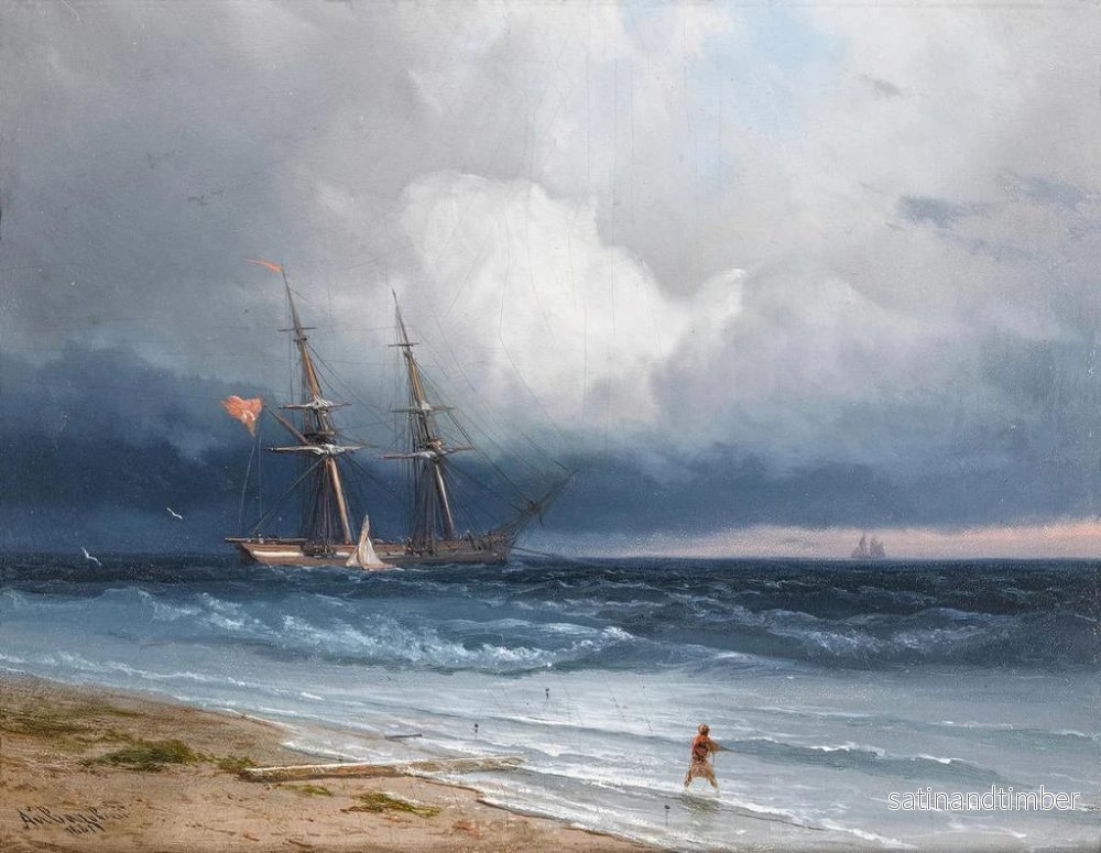 Reproduktion av målningen Båt vid havsstranden - Ivan Konstantinovich Aivazovsky - Bild 2