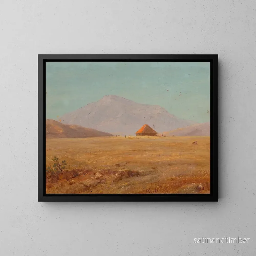 Reproduktion av målningen plateau med bergsterräng och en stuga - Frederic Edwin Church