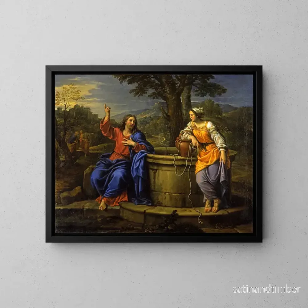 Reproduktion av målningen Le Christ et la femme de Samarie - Pierre Mignard