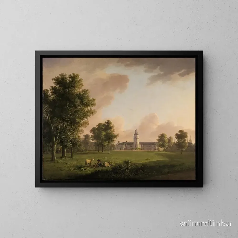 Reproduktion av målningen Vue du château de Karlsruhe depuis le jardin du château - Carl Kuntz