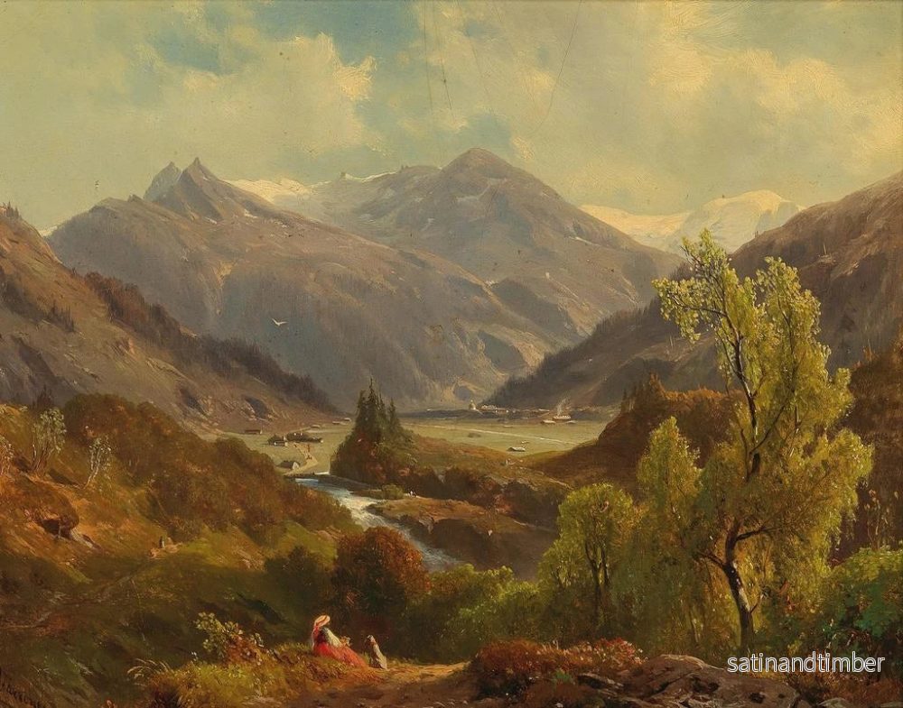 Reproduktion av målningen av La vallée de Bcksteiner avec le Rathausberg à Wildbad Gastein, Haute-Autriche - Giovanni Battista Varano - Bild 2