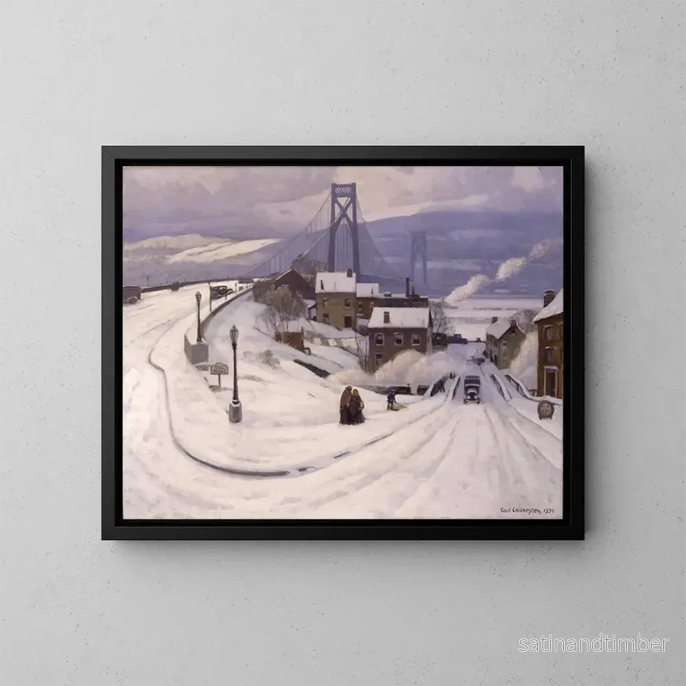 Reproduktion av målningen Pont de MidHudson en hiver - Cecil Chichester