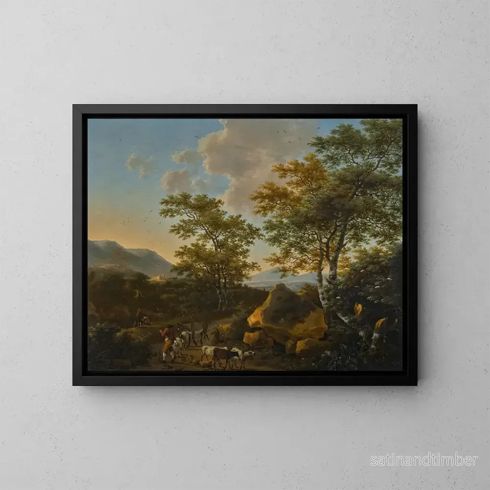 Reproduktion av målningen landskaps-italique med herdar - Willem de Heusch