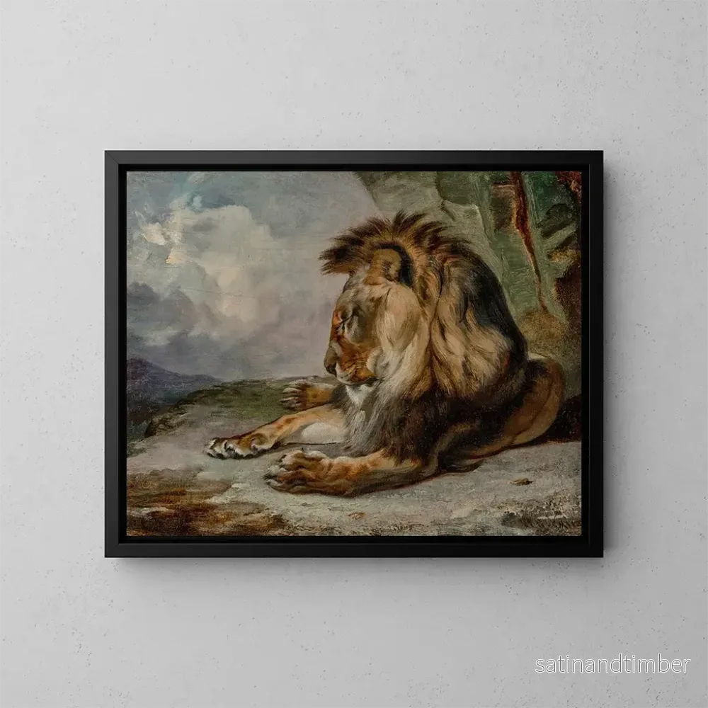 Reproduktion av målningen Lion endormi - William Huggins