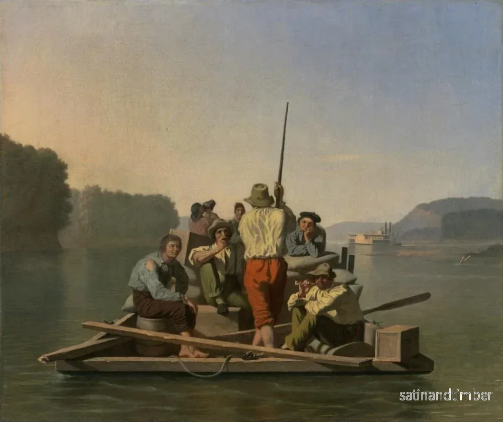 Reproduktion av målningen En ångbåt som har strandat assisterad av en lättare - George Caleb Bingham - Bild 2