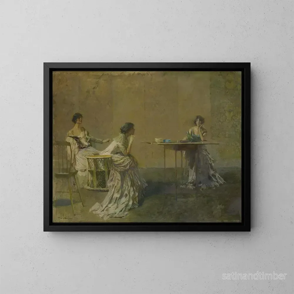Reproduktion av målningen Le Commérage - Thomas Wilmer Dewing