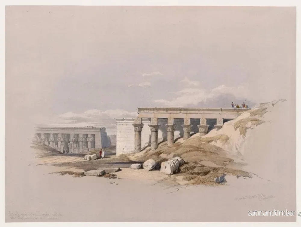 Reproduktion av målningen Vue latérale du temple appelé le Typhonium à Dendara - David Roberts - Bild 2