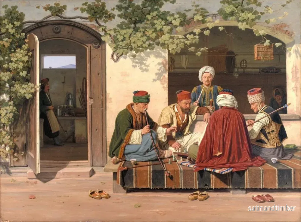 Reproduktion av målningen En schackdel framför ett turkiskt kafé och en frisersalong - Martinus Rørbye - Bild 2