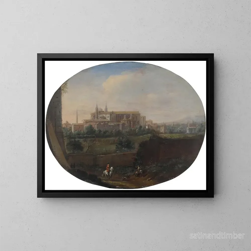 Reproduktion av målningen Vue de Rome depuis un jardin, regardant vers le sud en direction de San Giovanni in Laterano, vue de derrière - Hendrick Frans van Lint