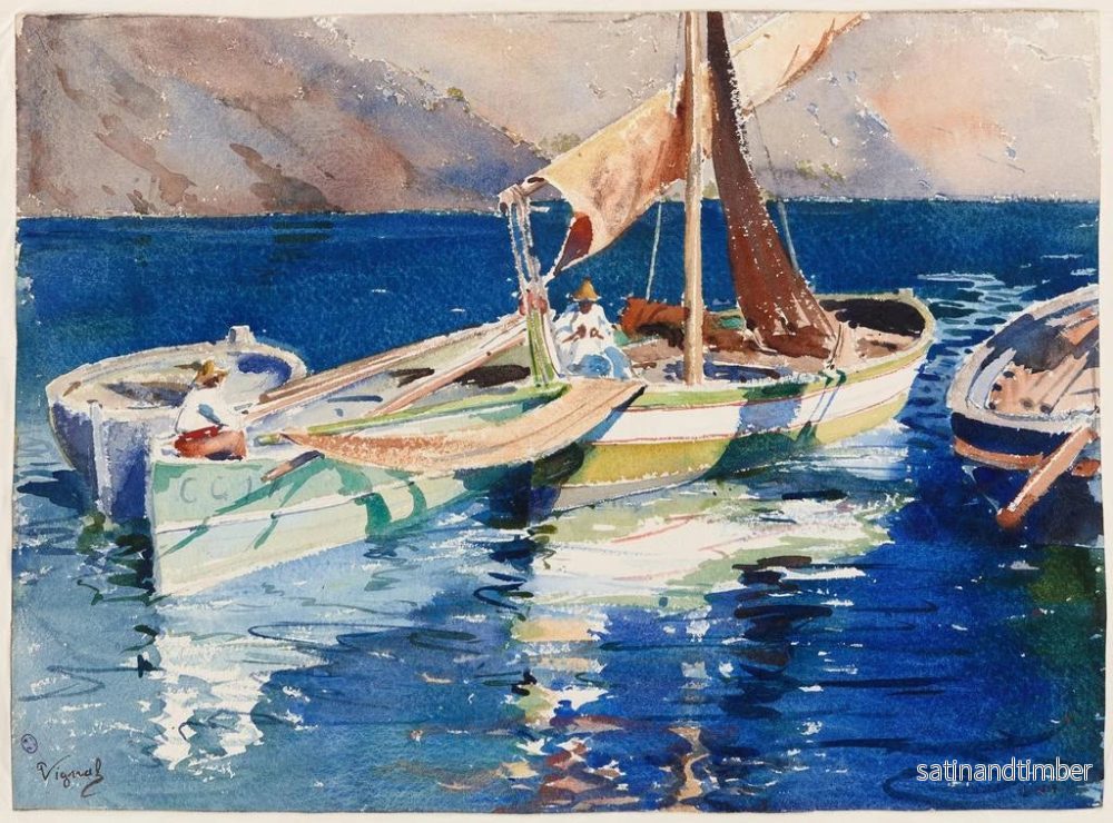 Reproduktion av målningen av fiskebåtar i Medelhavet - Pierre Vignal - Bild 2