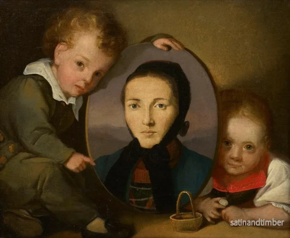 Reproduktion av målningen självporträtt med mamma och lillasyster - Carl Heine - Bild 2