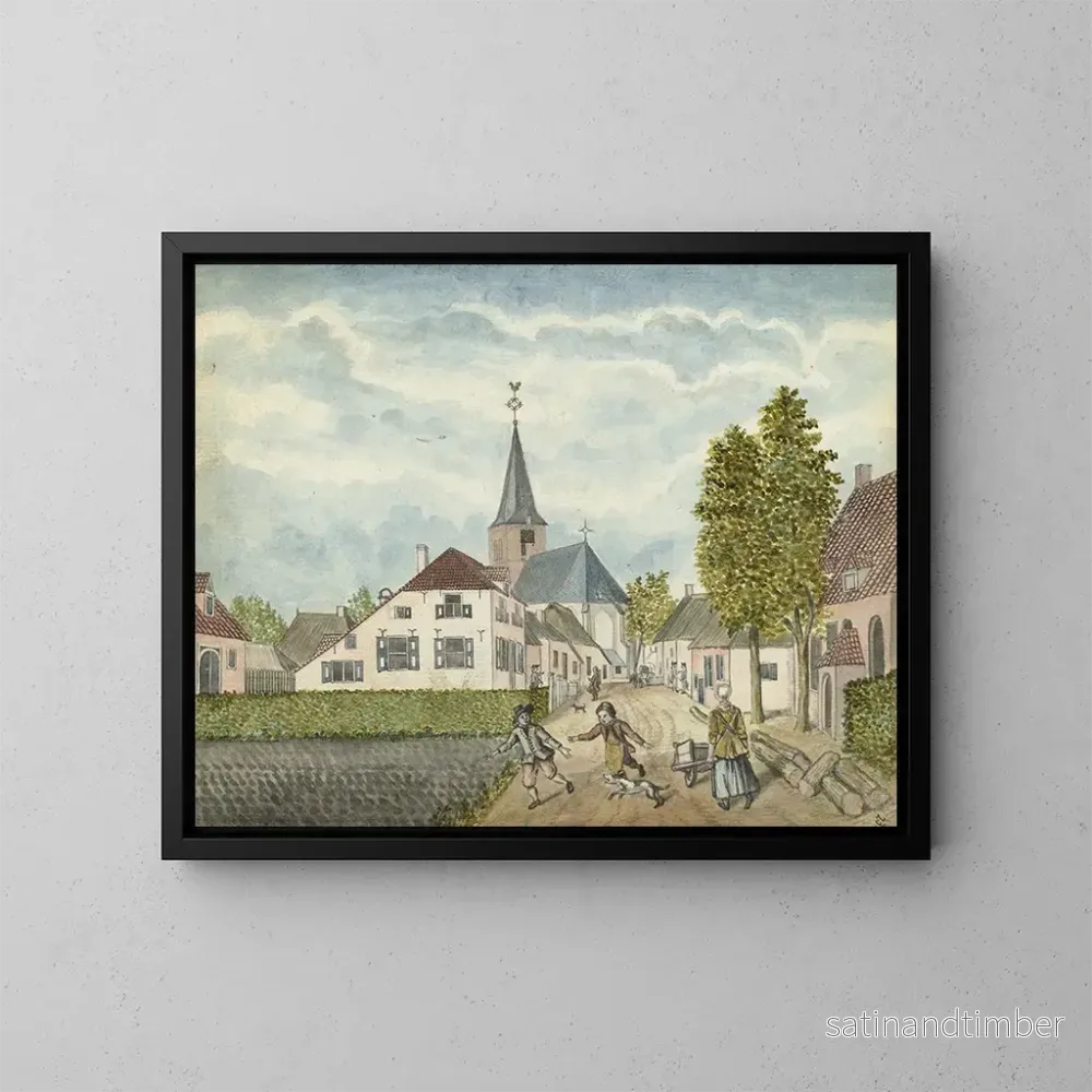 Reproduktion av målningen Le village de Wehl en Cleefsland - Jan Brandes