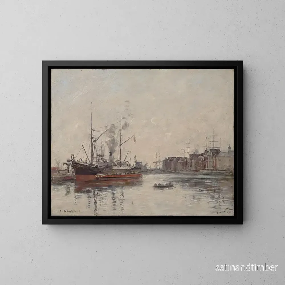 Reproduktion av målningen Le Havre, hamnbassängen vid La Barre - Eugène Boudin