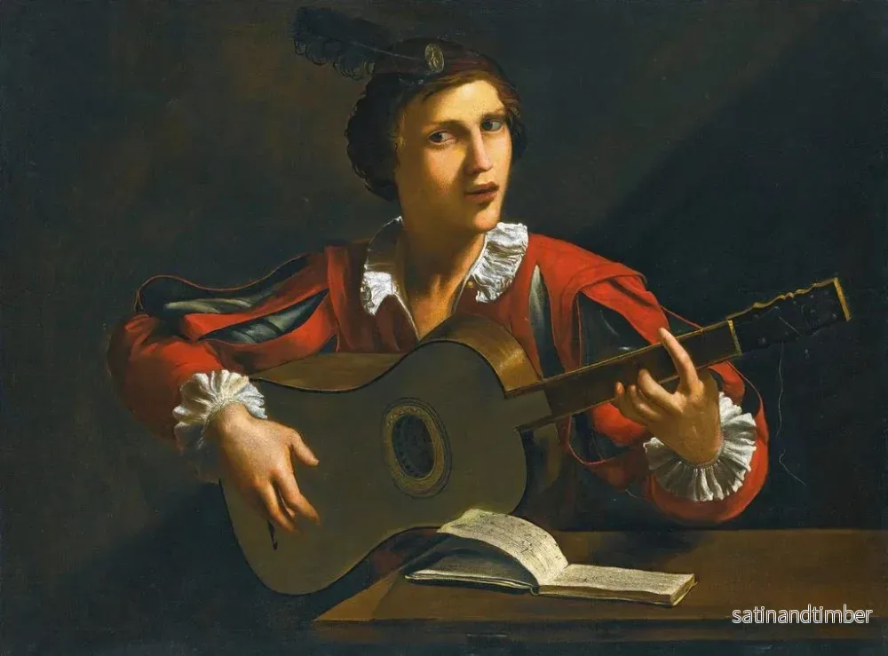 Reproduktion av målningen En spelare med gitarr sittande inomhus - Pietro Paolini - Bild 2