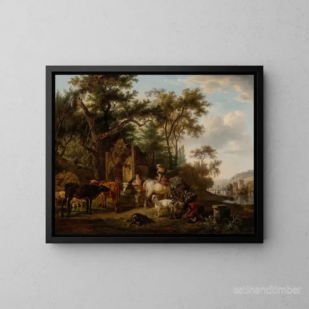Reproduktion av målningen L'Abreuvoir - Jean-Louis Demarne