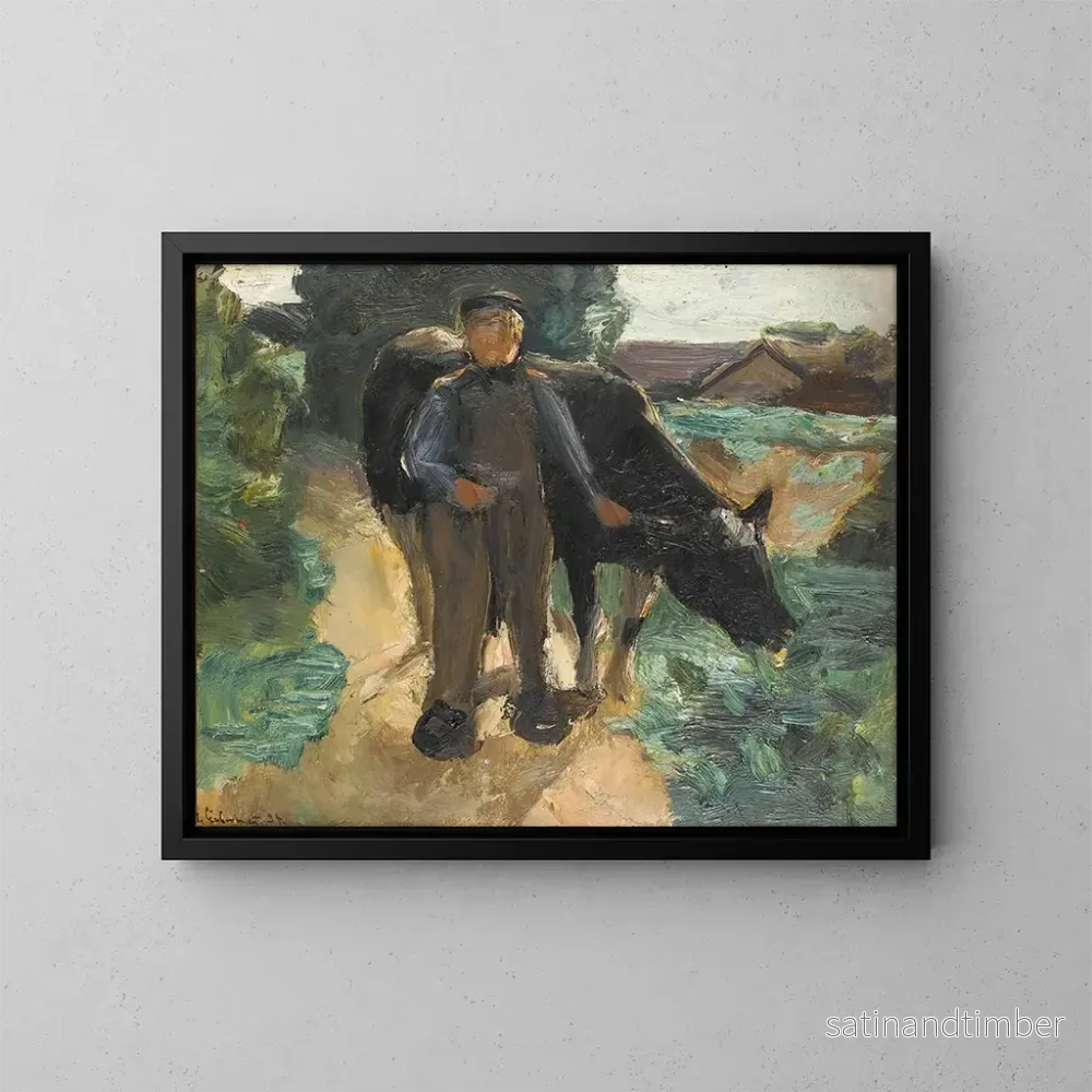 Reproduktion av målningen En bonde med sin ko - Max Liebermann
