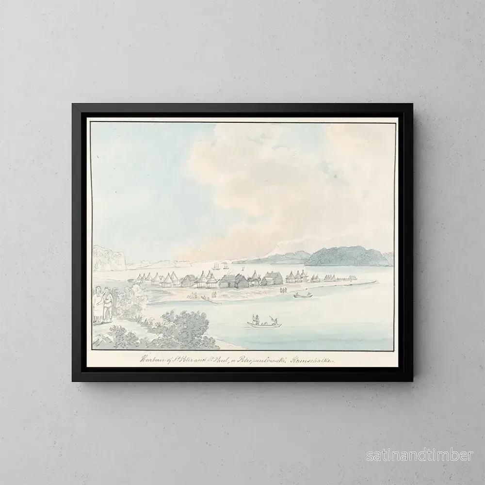 Reproduktion av målningen Vue de la ville et du port de Saint-Pierre et Saint-Paul à Kamtchatka - Charles Hamilton Smith