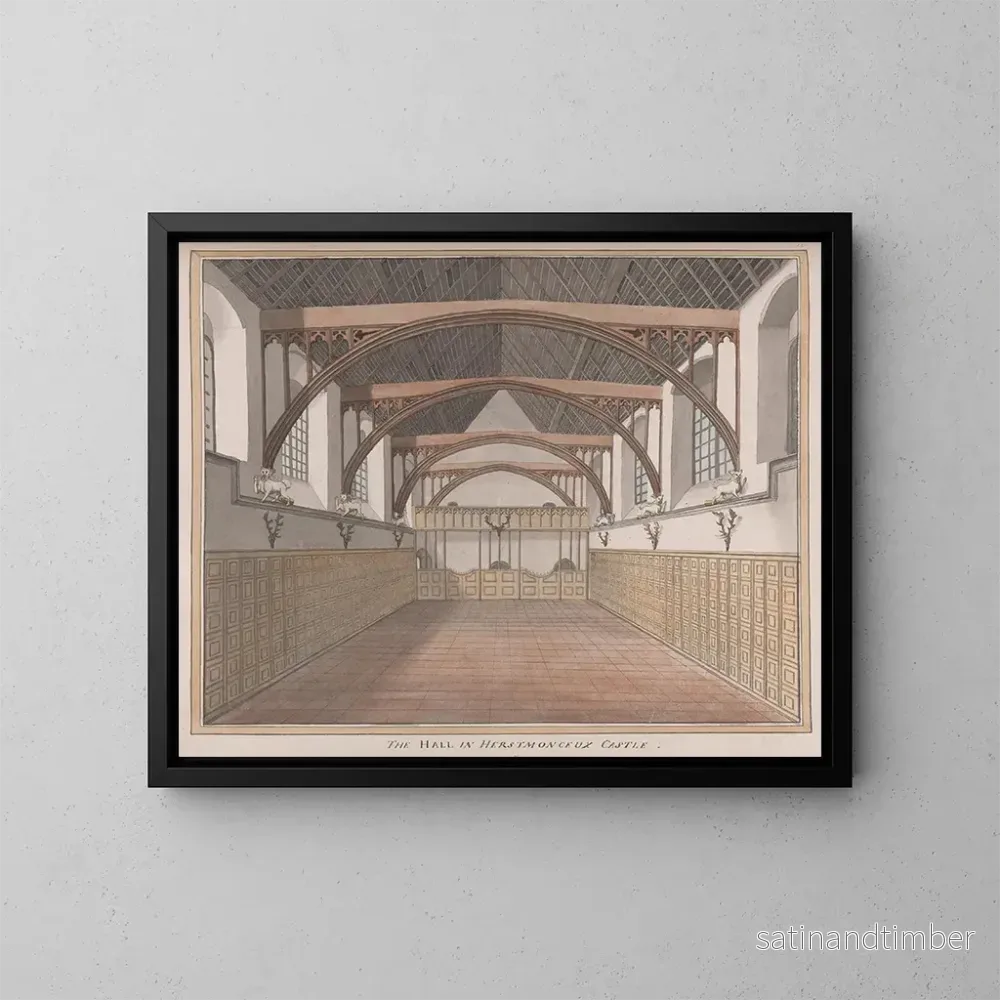 Reproduktion av målningen av Château de Herstmonceux, Sussex de l’Est, La Salle – James Lambert de Lewes Reproduktion av målningen av Château de Herstmonceux, Sussex de l’Est, La Salle – James Lambert de Lewes