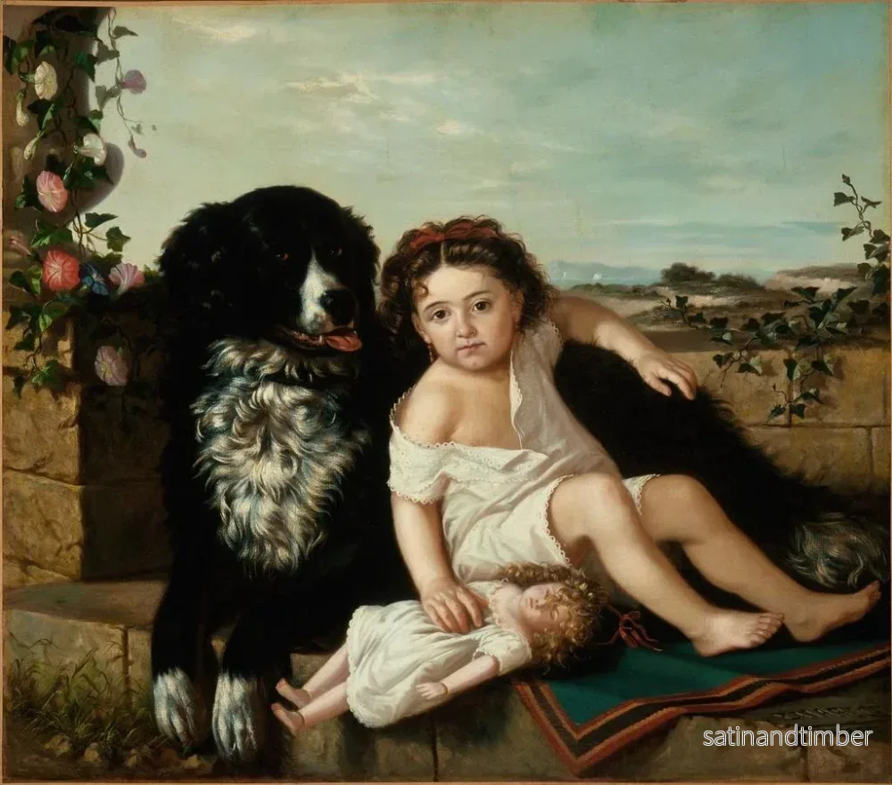 Reproduktion av målningen porträtt av en flicka med en hund - Ernest Étienne Narjot - Bild 2