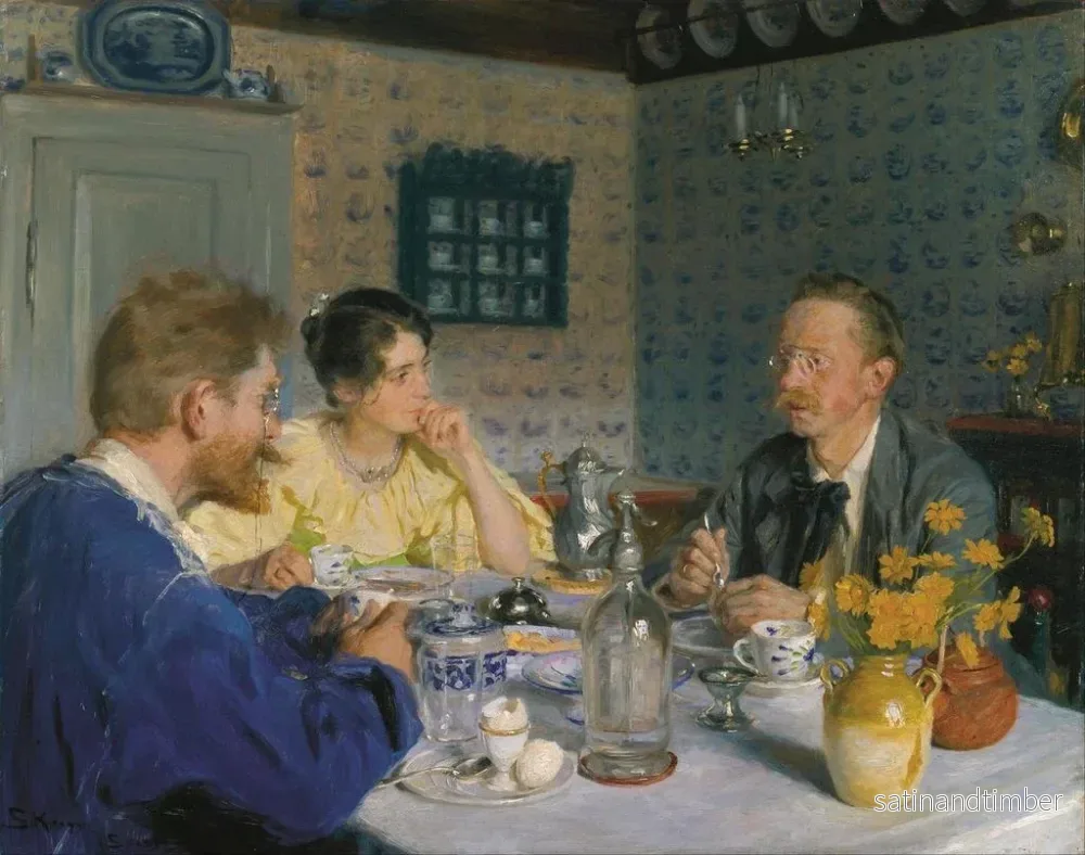 Reproduktion av målningen En frukost, konstnären, hans fru och författaren Otto Benzon - Peder Severin Krøyer - Bild 2
