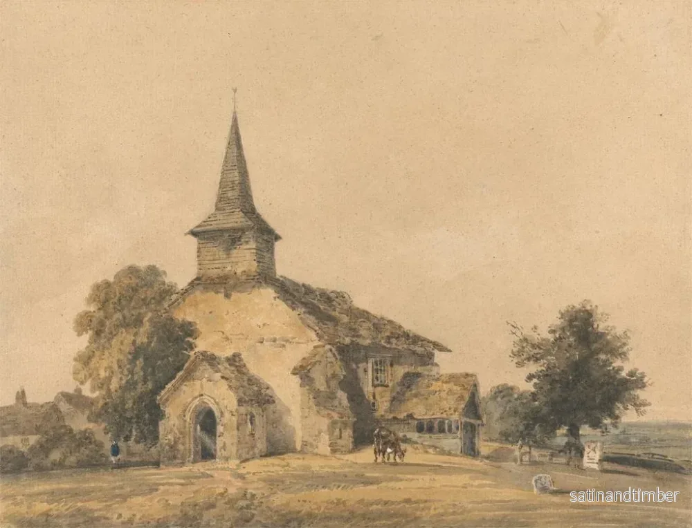 Reproduktion av målningen av kyrkan i kapellet, Surrey - Thomas Girtin - Bild 2