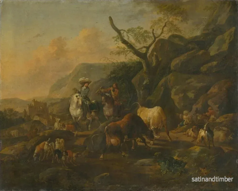 Reproduktion av målningen Landskap med jägare - Johann Heinrich Roos - Bild 2