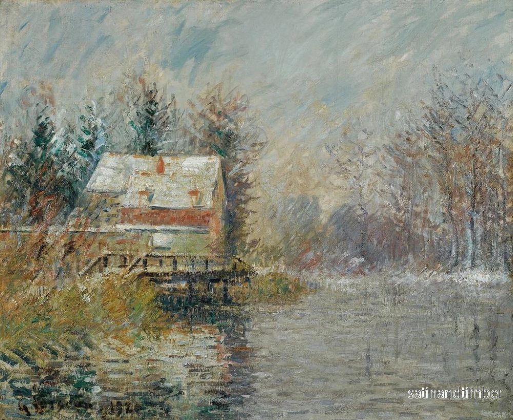 Reproduktion av målningen av huset vid vattnet, snöeffekt - Gustave Loiseau - Bild 2