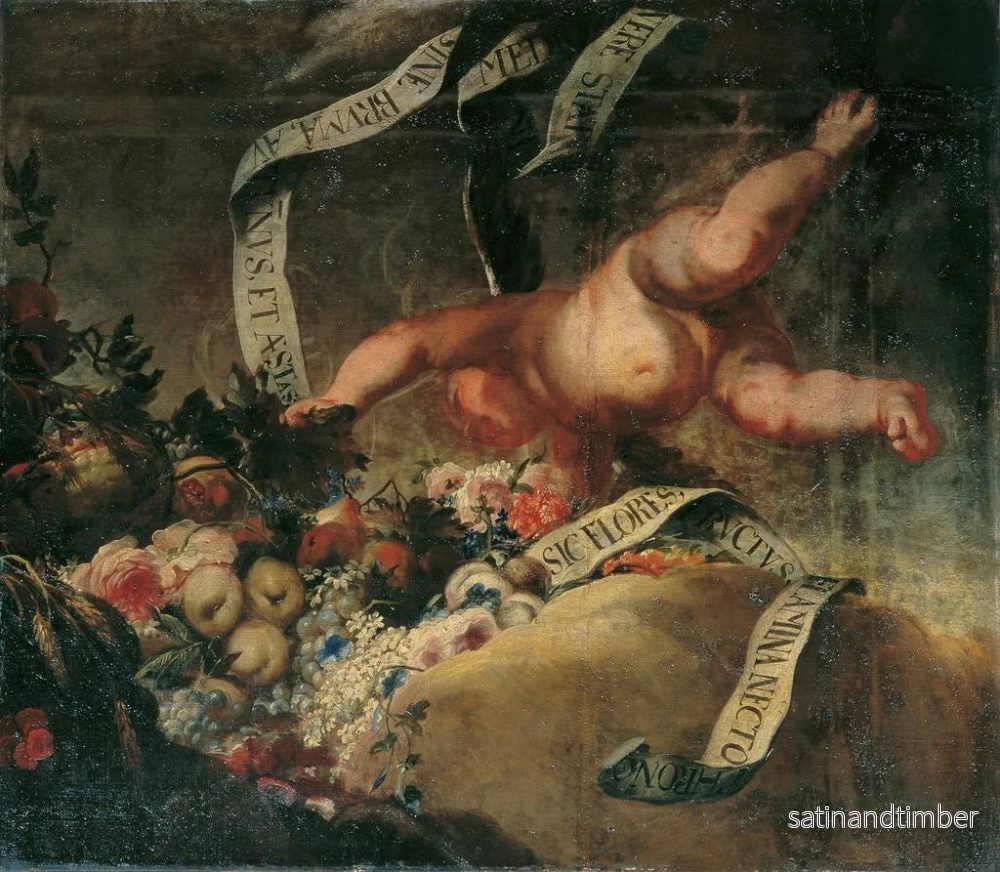 Reproduktion av målningen Putto med blommor, frukter och banderoll - Peter Strudel - Bild 2