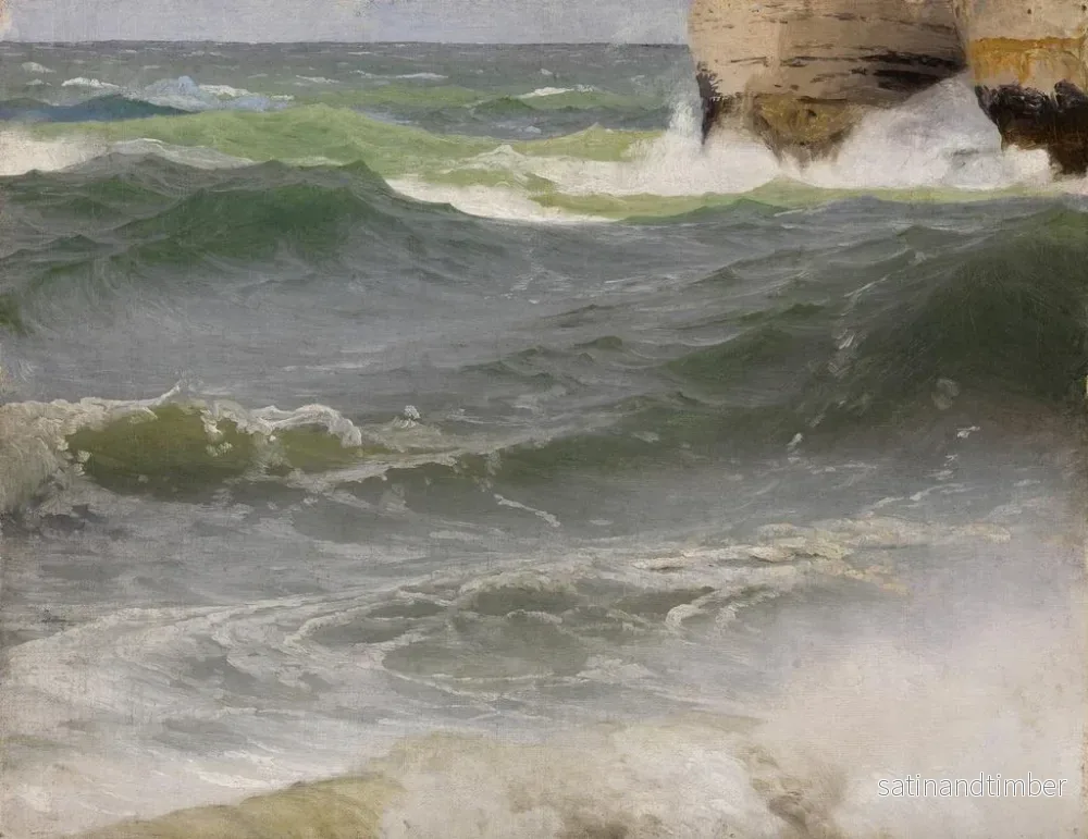 Reproduktion av målningen Studie av havet i Étretat med klippor till höger - Johann Wilhelm Schirmer - Bild 2