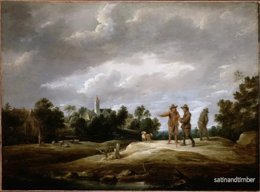 Reproduktion av målningen av bönder i samtal - David Teniers den yngre - Bild 2