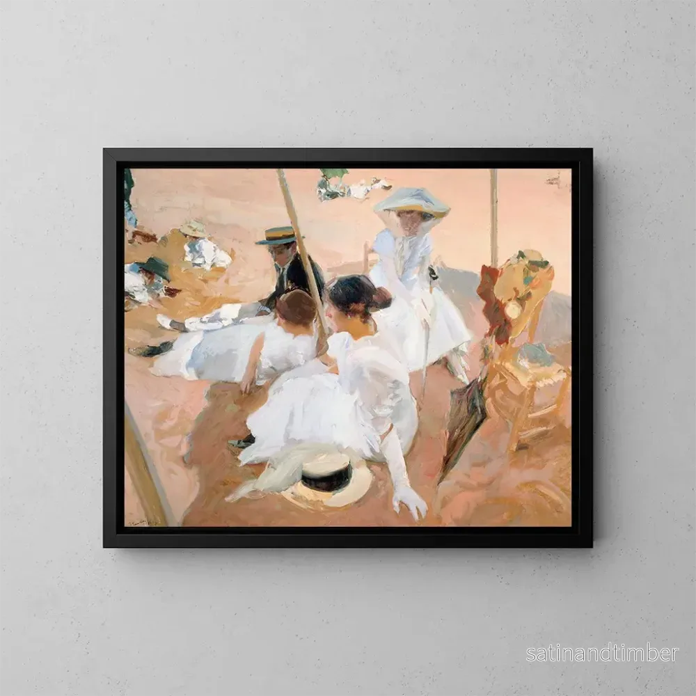Reproduktion av målningen Under markisen på Zarauz-stranden - Joaquín Sorolla