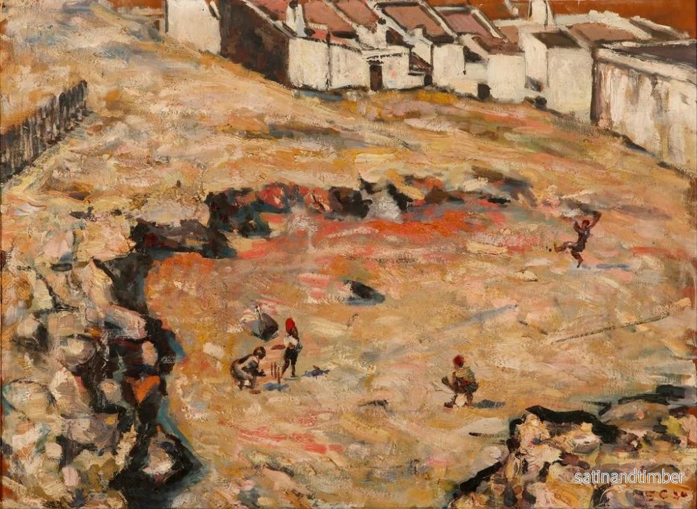 Reproduktion av målningen Le match de cricket dans le quartier malais - Harry Caldecott - Bild 2
