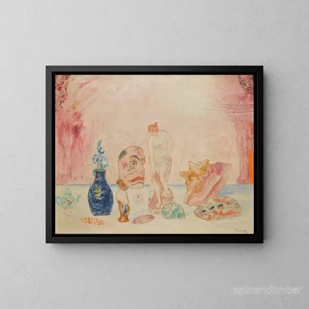Reproduktion av målningen Coquilles och statyetter - James Ensor