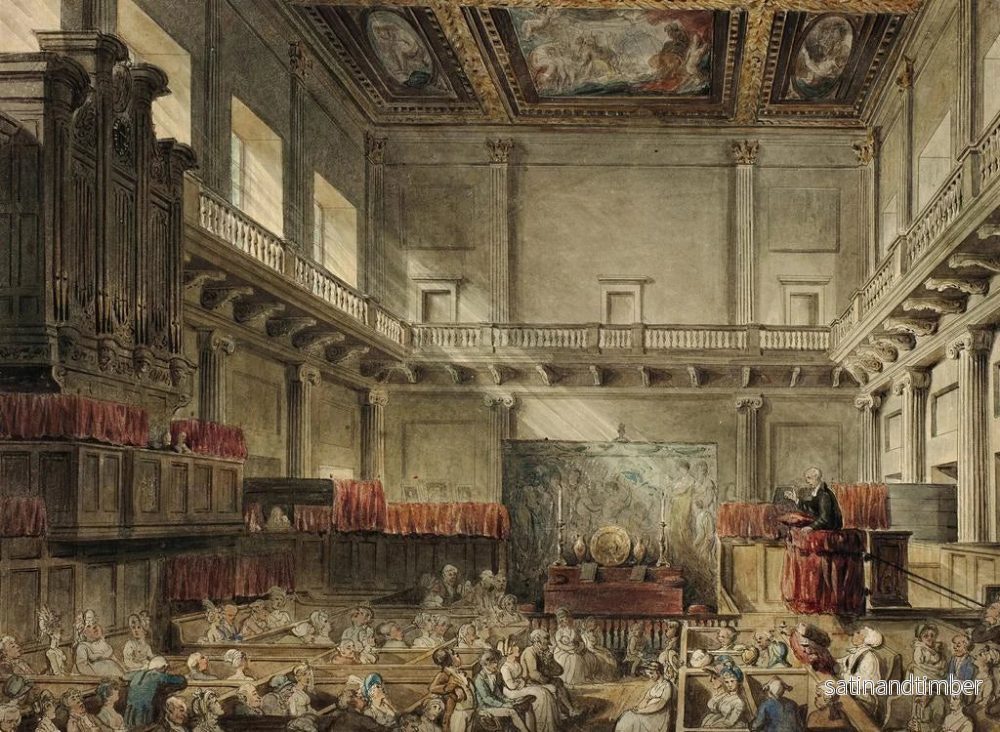 Reproduktion av målningen Studie för den kungliga kapellet i Whitehall i Londons mikrokosmos - Augustus Charles Pugin - Bild 2