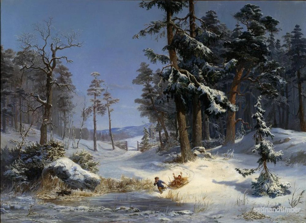 Reproduktion av målningen vinterlandskap från Queen Christina-vägen i Djurgården, Stockholm - Karl XV av Sverige - Bild 2
